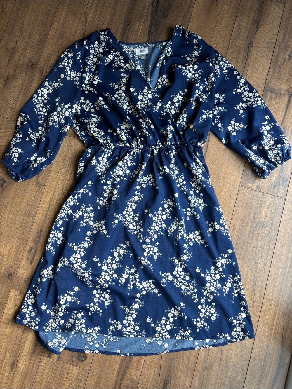 Old Navy Navy Blue Floral Long Sleeve Dress